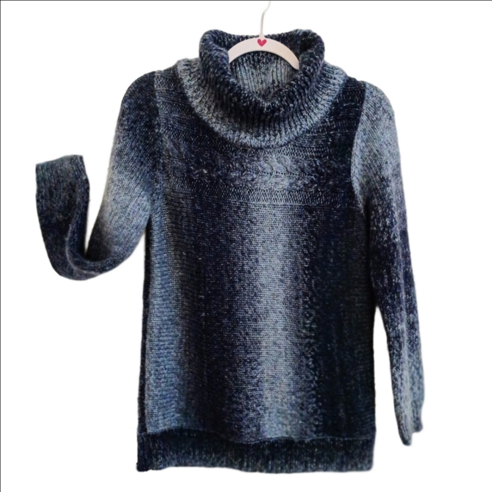 MAT Les Collections Cozy soft Wool/Acrylic Blend Turtleneck sweater Blue Sz M
